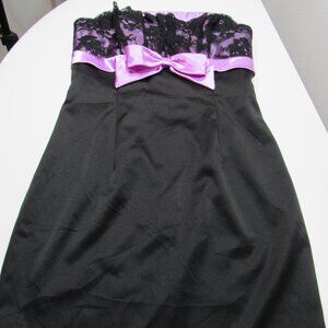 Vtg Y2K Jessica McClintock for Gunne Sax Strapless Dress womens 9 black purple